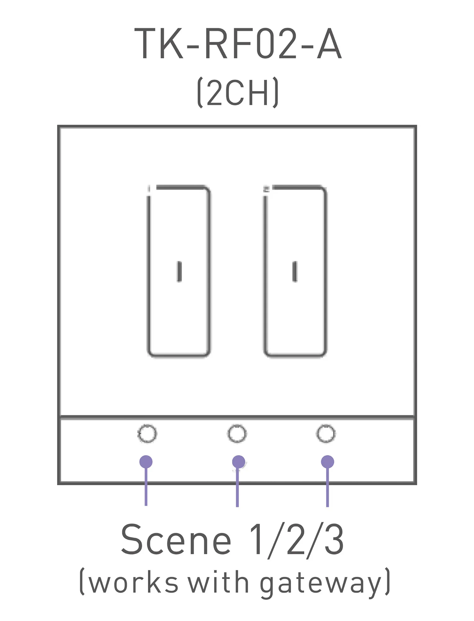 Ltech Smart wireless Touch switch, 2CHanel x 200W max per channel, RF 2.4GHz, 100-240Vac input, Smart gate way compatible, IP20. TK-RF02-A  LTECH Touch Panel